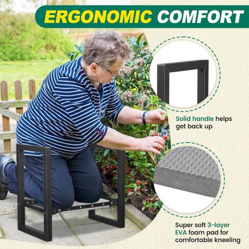 Garden Kneeler and Seat - Heavy Duty Folding Garden Stool with Handles, Stable Kneeling Device Bench Chair Gardening Tools Gifts for Women Men Seniors Gardeners Outdoor Weeding Planting