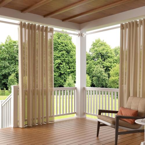 Tension Curtain Rod，40-66IN(3.33-5.5Ft) One-Click Fast Extension Rod Easy to Install White Long Outdoor Curtain Rods No Drilling Never Rust for Window or Shower Patio Diameter 1.26 Inches