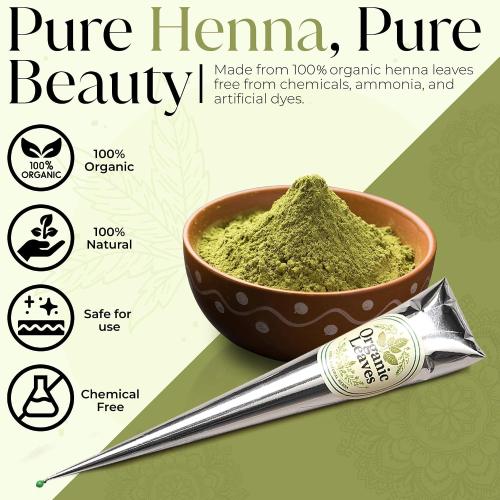 Henna Cones 3 × 30 g Pack | Made from 100% Natural Henna Leaves | Ready-to-Use, Pre-Filled Cones | 5-Stage Filtered for Rich, Long-Lasting Color | Chemical-Free & Premium Quality
