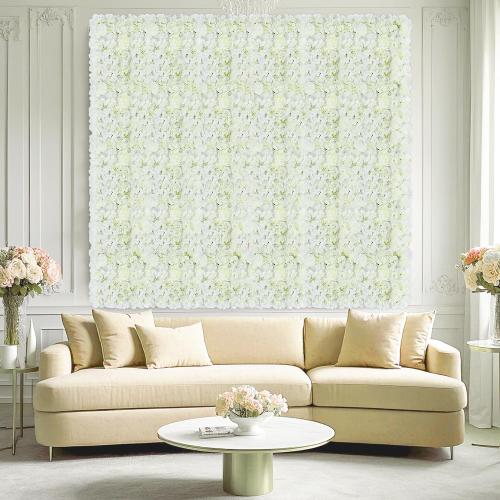 Flower Wall Backdrop 12Pcs 15x15 Inches 3D White Artificial Flower Backdrop Panels Silk Rose Flowers Wall Backdrops Floral Panels for Backdrops Wedding Party Photoshoot Background Decoration