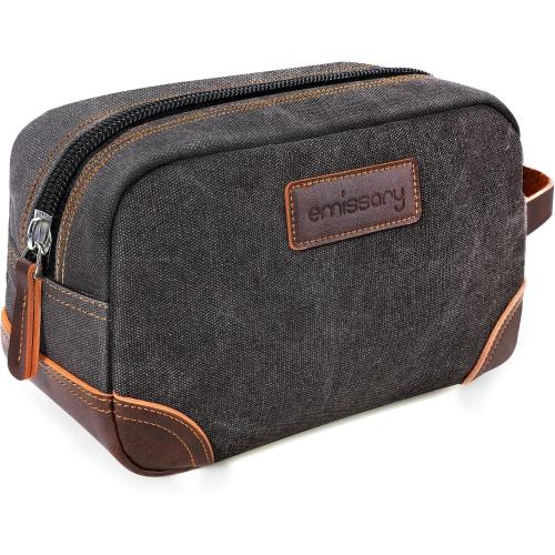 emissary Toiletry Bag for Men, Canvas Travel Toiletry Bag Men's Dopp Kit, Water-resistant Bathroom Bag Mens Shaving Kit, Travel Kit Small Bags, Shaving Bag, Toiletry Bags
