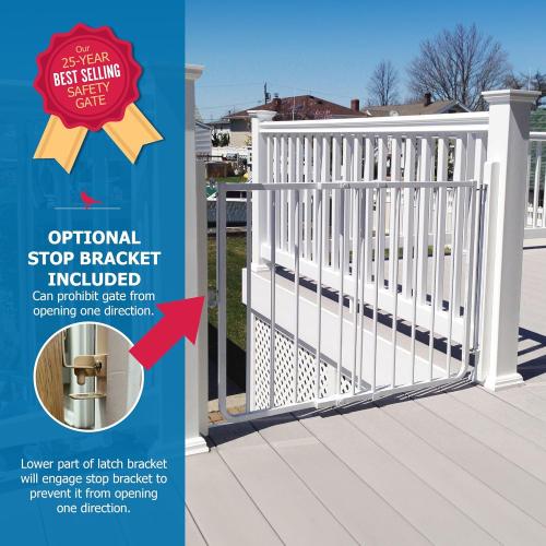Cardinal Gates SS30OD Outdoor Baby Gate for Top of Stairs-Adjustable Outdoor Dog Gate-Aluminum Safety Gate for Kids & Pets - Can Install at Angles - 27 to 42.5 Inches Wide - White - USA Based Company