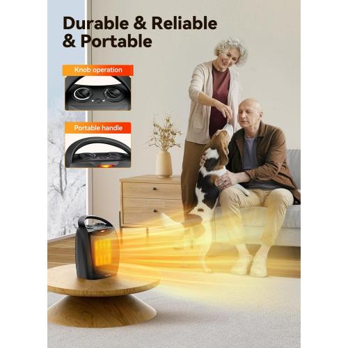 GiveBest Portable Electric Space Heater, 1500W/750W Ceramic Heater with Thermostat, Heat Up 200 Square Feet in Minutes, Safe and Quiet for Office Room Desk Indoor Use
