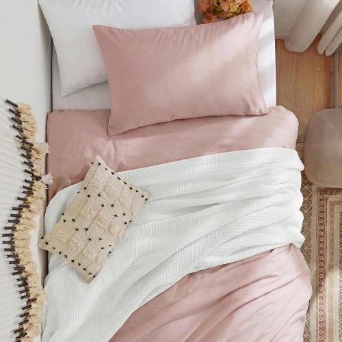 Bedsure Prewashed Twin Duvet Cover, Cotton-Like Bedding Set, Rose Pink