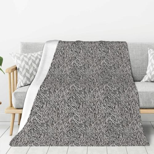 (Black White Print Patterns) Single Print Twin Size Blanket 80x60 Flannel Blanket Warm Cover or Travel Relaxing Napping and Sleeping, Machine Washable for All-Season