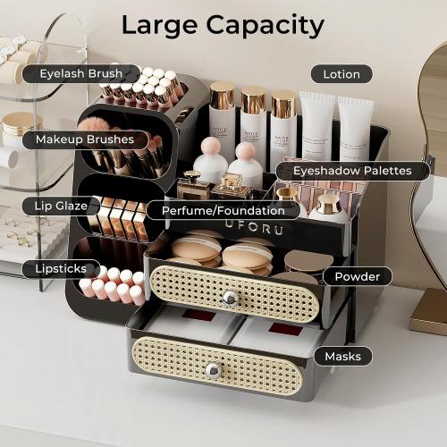 UFORU Makeup Organizer Countertop with Brush Holder for Vanity Bathroom