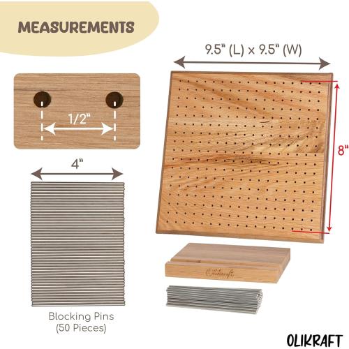 Olikraft 9.5 Crochet Blocking Board with Pegs 50 Pins - Granny Square Blocking Boards for Crochet Projects - Yarn Supplies Tools and Accessories and Gadgets