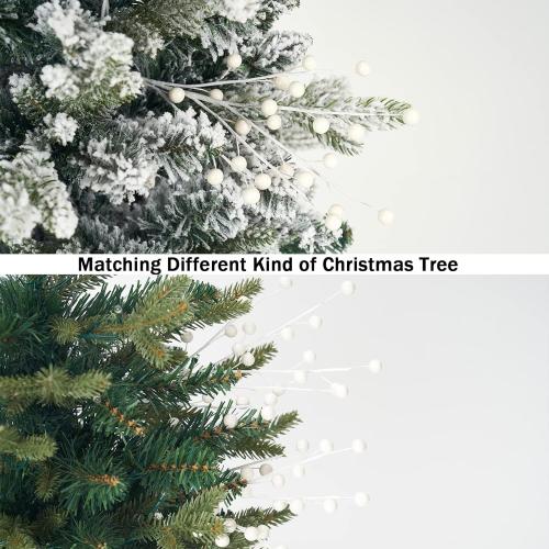 Christmas Berries Picks Set of 12 Xmas Tree Decorations 14inches White Holly Berry Stems Decorative Artificial Floral Picks for Holiday Wreath Garland Floral Table Arrangement Decor