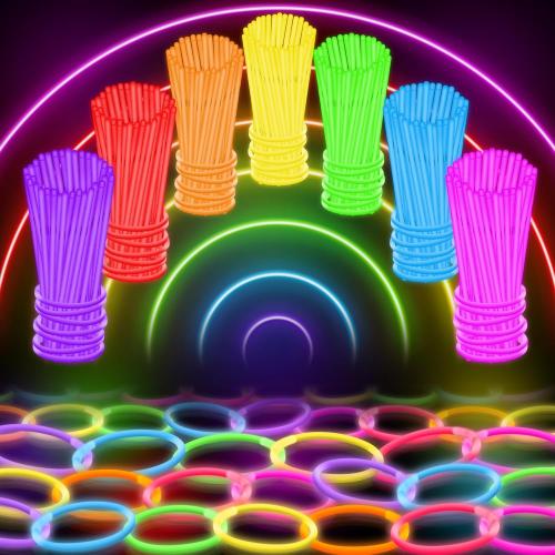 100 Ultra Bright Glow Sticks Bulk Party Pack - Halloween Glow in the Dark Party Supplies Pack - 8 Glowsticks Party Favors with Bracelets and Necklaces