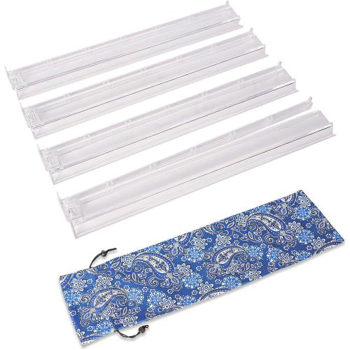 Mahjong All-in-One Tile Rack & Pusher with Bag, Clear Acrylic Mahjong Combo, Modern American Majiang, Set of 4, White