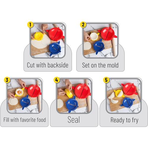 BTaT- Dough Press Set, 3 Pack, Dumpling, Empanada, Pastry and Turnover Press, Hand Pie Maker, Meat Pie Cutter