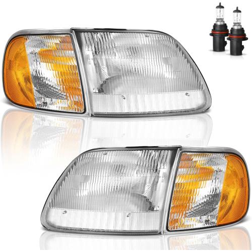Headlights Assembly for 1997-2003 F150 / 1997-2002 Ford Expedition / 1998-1999 F250, Headlamp Corner Parking Turn Signal Marker Light Does NOT fit models produced before July 1996