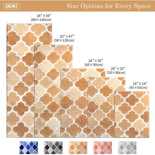 DEXDE Bathroom Rug Runner Non-Slip, Extra Absorbent Shaggy Large Bath Mat, Machine Washable Long Shower Rug for Bathroom Bedroom Hallway, 20 x 47 Beige