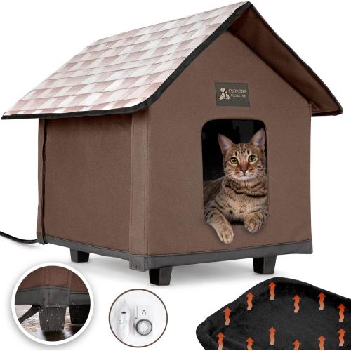 Outdoor Cat House - Heated Cat House for Outside - Waterproof & Insulated for Outdoor Cats - Elevated Design for Warm, Safe Shelter - Easy Assembly - Suitable for Feral Cats in Winter