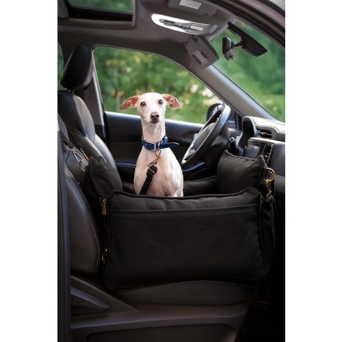 Noah & Paw Dog Car Seat Carrier, Small Dog Car Seat for Small Medium Pets with Harness Clip, 4X Safety Feature, Booster Travel Bed, Waterproof Washable, Orthopedic Foam Filling, Canvas Collection