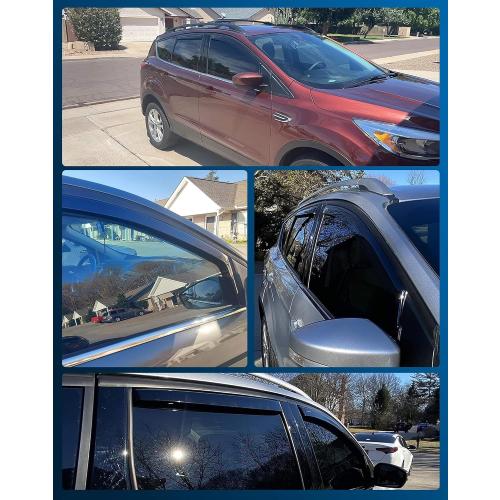 Shatterproof in-Channel Rain Guards for Ford Escape 2013-2019, Clip-on Window Deflectors Vent Window Visors Rain Sun Wind Guards Shade Deflectors, 4 pcs