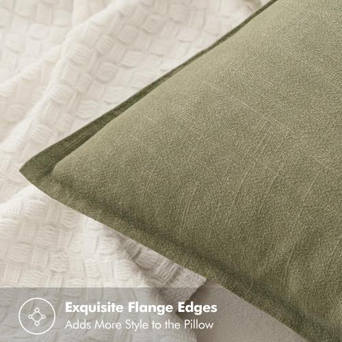 MIULEE Decorative Linen Euro Sham Pillow Covers 26x26 Light Olive Green ​Boho Farmhouse​ ​Neutral Couch Throw Pillows for Bed Pack of 2 Accent Modern Pillowcase Summer Sofa Livingroom Home Decor
