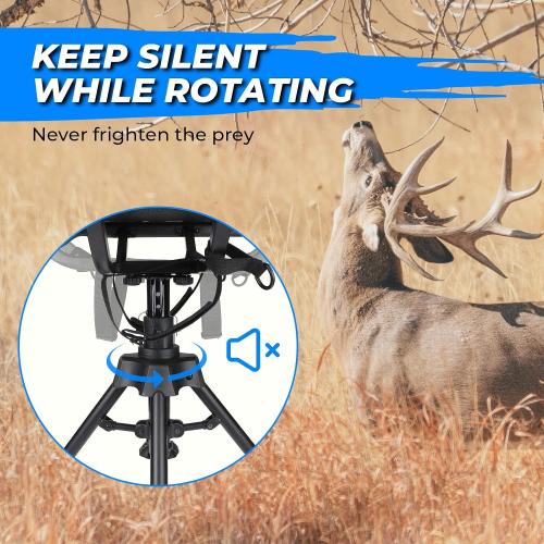 KEMIMOTO Hunting Blind Chair 360° Silent Swivel, Height Adjustable Black | 320 Lbs Capacity, Quick Folding Stable Portable, Swivel Anti-Sink Feet, for Deer Hunting Fishing Camping Ground Blinds