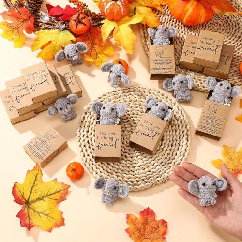 VitalCozy 12 Sets Mini Crochet Elephants Bulk Cute Friendship Sisterhood Gifts Thank You for Being My Friend Handmade Elephant Ornaments for Women Classmate Coworker Birthday Graduation Party Favors