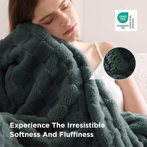 Bedsure GentleSoft Blankets  for Bed - Super Soft Cozy Spring Blanket for Kids Girls, Large Fuzzy Fleece Throw for Bedroom Decor, Dark Green,