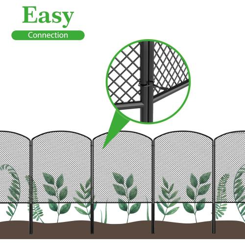 OUSHENG Mesh Decorative Garden Fence Fencing, 24in (H) x 10ft (L) Dog Barrier Outdoor for Yard, Rustproof Metal Wire Panels Border Blockers for Small Animal Rabbit, Black Arched