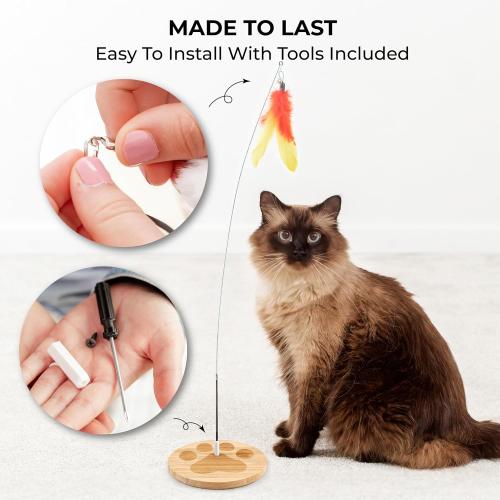 Cat Toys for Indoor Cats, Interactive Cat Toy Wand, Kitten Stuff, 18 Lures | Heavy Stable Base Prevents Toppling, Dual Suction Cup For Extra Play Options, Trigger natural feline hunting instincts today