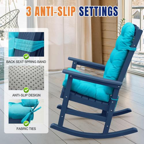 YEFU Adirondack Chair Cushion, Rocking Chair Cushions High Back, Thickened Patio Chair Pad for Indoor and Outdoor, 49x20x4.7 Inch, Aruba Blue
