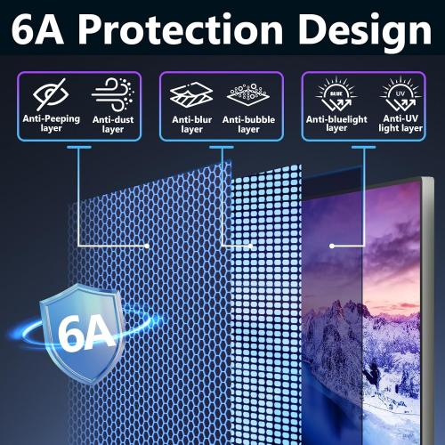 Magnetic Computer Privacy Screen Filter 27 Inch for Frameless Monitor Thin Bezel 16:9 Widescreen, Hanging Removable Anti Glare Blue Light Privacy Filter Protector Eye Care