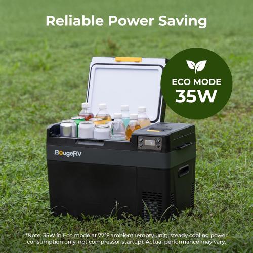 BougeRV Car Refrigerator with 240Wh LiFePO4 Battery, CRX3 30 Quart, -4℉~68℉ | Fast 12-Min Cool to 32℉, 35dB Low Noise, 12/24V DC 110V AC, Fridge or Freezer, 12v Cooler with Detachable Battery for Camping