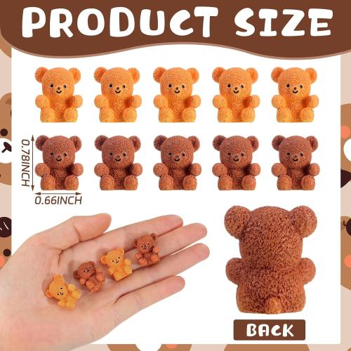Yousoontic 50 Pcs Resin Bear Cute Miniature Bear for Stuffer Gifts Mini Animal Figures Ornaments for Birthday Cake Decor DIY Wedding Party Favor Supplies Stuff Accessories Gift