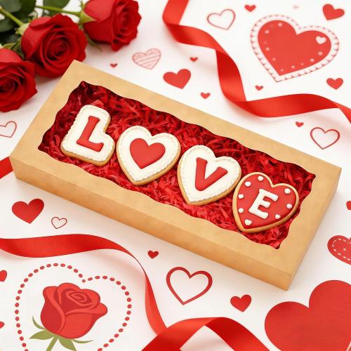 XINHPKGG 50 Pcs Brown Cookie Boxes 12x5x1.5 Inch Bakery Boxes with Window