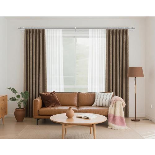 Double Curtain Rod 72 to 144 Inch, HOTOZON 1 Inch Heavy Duty Double Curtain Rods for Windows 60 to 140 Inches(5-11.6 ft), Telescoping Drapery Rod with Simple End Finials, Silver