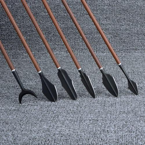 AMEYXGS 6 Pcs Traditional Hunting Broadheads Solid Metal Arrow Tips Black Arrowheads Archery Screw in Arrowheads for Hunting and Target