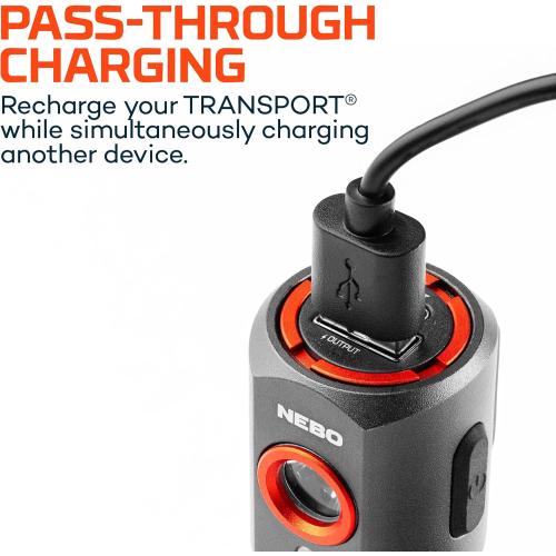 NEBO TRANSPORT 400 2-In-1 Car Charger & Flashlight | 400 Lumens, 6 Light Modes, Compact LED Light, Magnetic Pocket Clip, Waterproof, Emergency Glass Breaker, 12V DC or USB-C Rechargeable