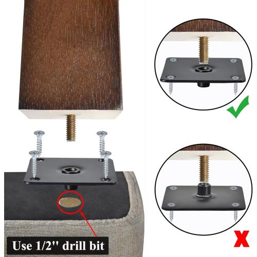 AORYVIC Wood Furniture Legs 8 inch Sofa Legs Set of 4 Square Replacement Legs Brown for MCM Ottoman Armchair Recliner Coffee Table Dresser