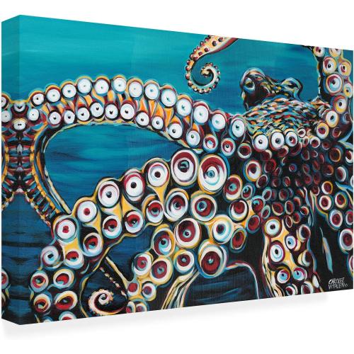 Wrapped Canvas Wall Art - Carolee Vitaletti 'Wild Octopus I' Wall Art for Living Room, Bedroom, or Office Décor -