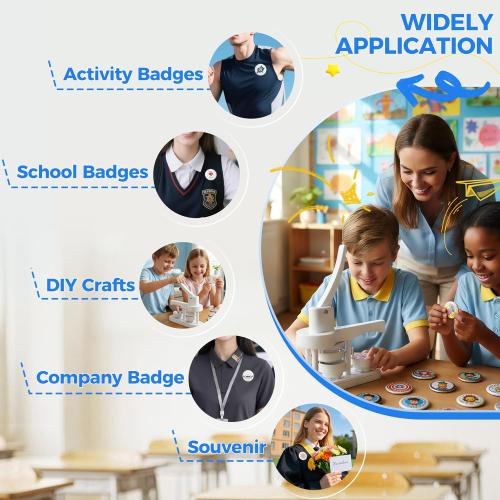 Button Maker Machine 58mm, Professional Badge Making Kit with 50 Parts, No Installation DIY Badge Maker, Pin Press Machine, Kids Craft Kit for Crafts, Schools