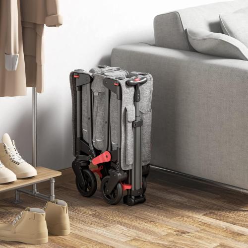 EVER ADVANCED Lightweight Foldable Travel Wagon Stroller for 2 Kids - Carry-on Airplane Size with Travel Bag - All-Terrain Wheels, 5-Point Harness - Portable Kids & Cargo Wagon for Zoo & Park