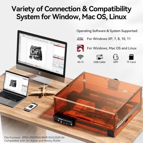 Laser Engraving Machine, Woxcker L2 MAX 10W Enclosure Laser Engraver, CNC Engraving Machine 0.01mm High Precision Laser Engraving and Cutting for Wood Stainless Steel Glass