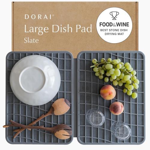 24.6 x 16.5 Dorai Home Dish Pad - Diatomaceous Earth Stone Drying Mat for Kitchen Counter - Quick Drying -Stone Dish Drying Mat for Kitchen - (24.6 x 16.5)