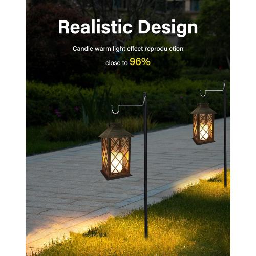 SHYMERY Solar Lantern,Outdoor Garden Hanging Lanterns,2 Pack 14 Inch Lasts 3X Longer 10 lumens Waterproof LED Flickering Flameless Candle Mission Lights for Table,Outdoor,Party Decorative