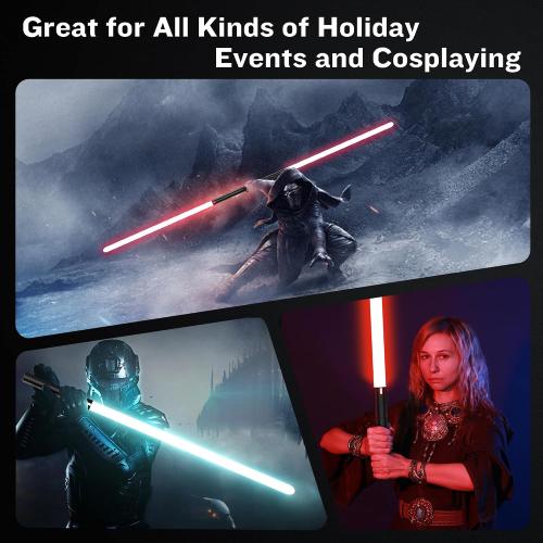 2 Pack Light Saber, 15 Colors and 4 Modes Light up Light Saber for Dueling, 2-in-1 RGB Detachable USB Charge, Gifts Toys for Adults Birthday Christmas Thanksgiving