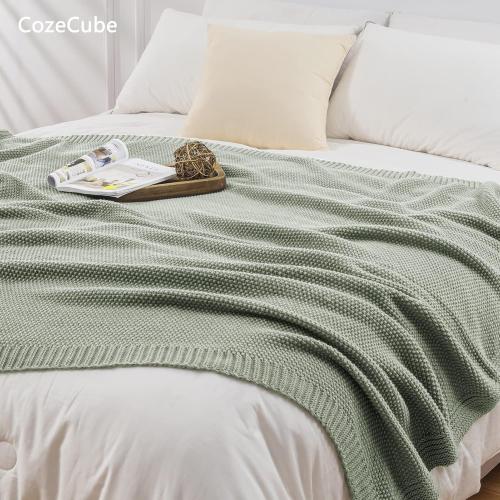 CozeCube Sage Green Throw Blanket for Couch, Soft Cozy Cable Knit Throw for Bed Sofa Living Room, Lightweight Warm Decorative Farmhouse Christmas Blanket, 50x60, Sage Green