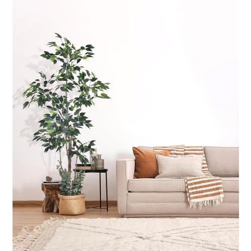 HAIHONG 6Ft Artificial Ficus Tree with Realistic Leaves, Livelike Faux Silk Indoor Outdoor Plant for Home Office Decor Living Room, Porch, Garden Decor