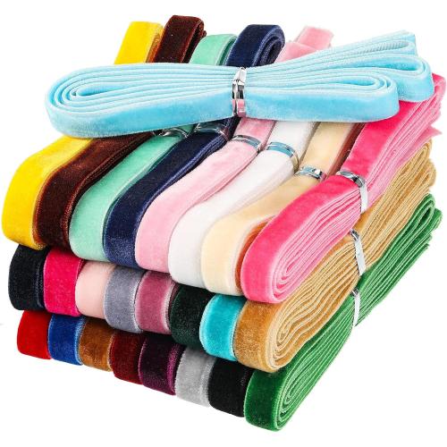 Syhood 60 Yards 3/8 Velvet Ribbon Assorted Colors Bulk for Gift Wrapping DIY Craft Hair Bow Tree Wreath Bows Door Garland Wedding Decor