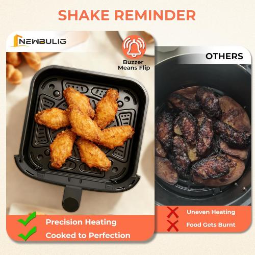 NEWBULIG Air Fryer，4QT Small AirFryer with Easy View Window and Interior Light, Digital Touchscreen with 8 Presets for Custom Cooking, Nonstick and Dishwasher Safe Basket, Black