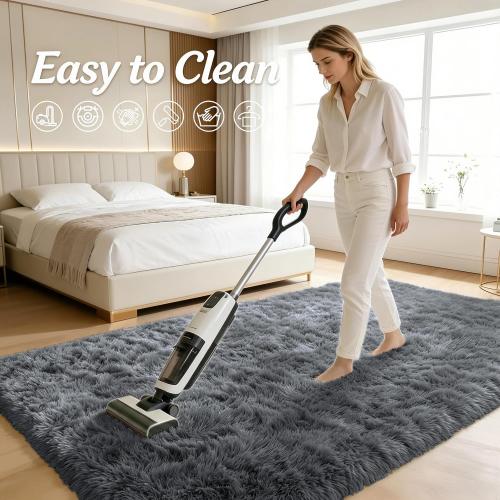 OLANLY 5x8 Machine Washable Large Area Rugs for Living Room, Bedroom, Soft Fluffy Shaggy Bedside Rug, Indoor Floor Carpet for Kids Girls and Boys, Dorms, Nursery, Home Decor Aesthetic, Grey