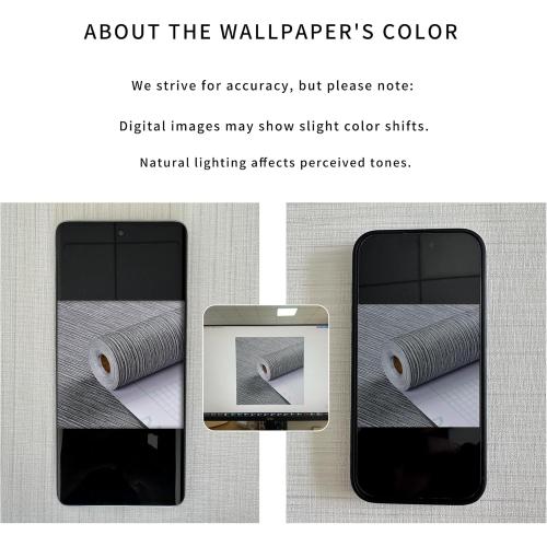 Haimin Grasscloth Wallpaper Textured 24in X 393in Fabric Contact Paper Gray Wall Paper Textured Linen Wallpaper Peel and Stick Self-Adhesive Thick Vinyl Embossed Film Wallpaper (Gray)