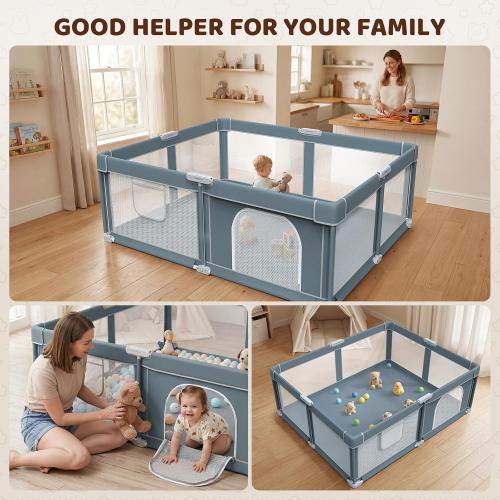 Foldable Baby Playpen - 71×59 Collapsible Play Pen for Babies and Toddlers - Indoor Outdoor Foldable Play Yard with 4 Handles - Folding Baby Playpen with Bag Portable Travel Play Yard