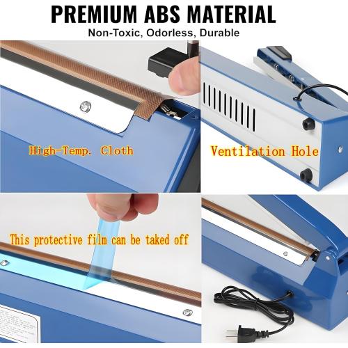 Impulse Sealer 16 inch Manual Heat Sealer Machine with Adjustable Heating Mode, ABS Shrink Wrap Bag Sealers for Plastic PE PP Bags, Portable Poly Bag Sealing Machine with Extra Replace Kit (white)